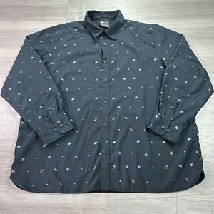 VINTAGE Taco Bell Shirt Mens XL Black Button Up Long Sleeve Allover Print Casual